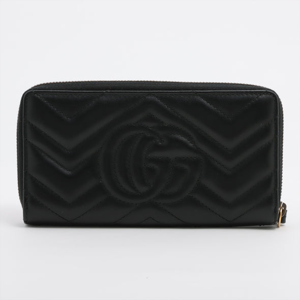 Gucci Black GG Marmont Matelasse Zip Around Wallet [Clearance Sale]