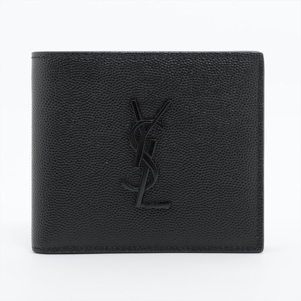 Saint Laurent Black Grained Leather Cassandre East/ West Wallet [Clearance Sale]