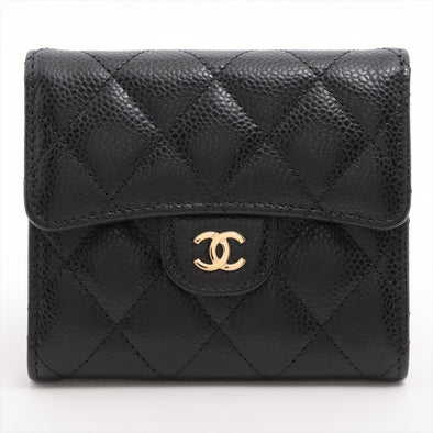 Chanel Black Caviar Leather Classic Small Flap Wallet [Clearance Sale]