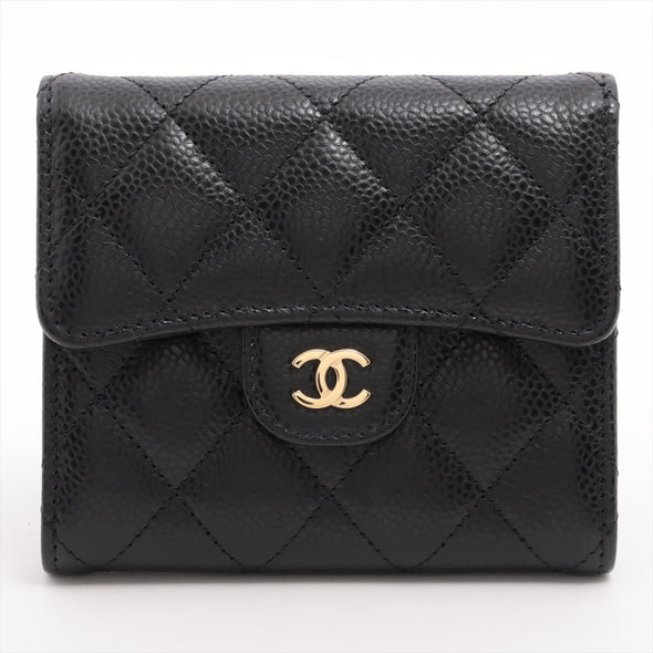 Chanel Black Caviar Leather Classic Small Flap Wallet [Clearance Sale]