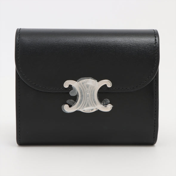 Celine Black Leather Triomphe Small Flap Wallet [Clearance Sale]