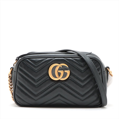 Gucci Black Leather GG Marmont Small Shoulder Bag [Clearance Sale]