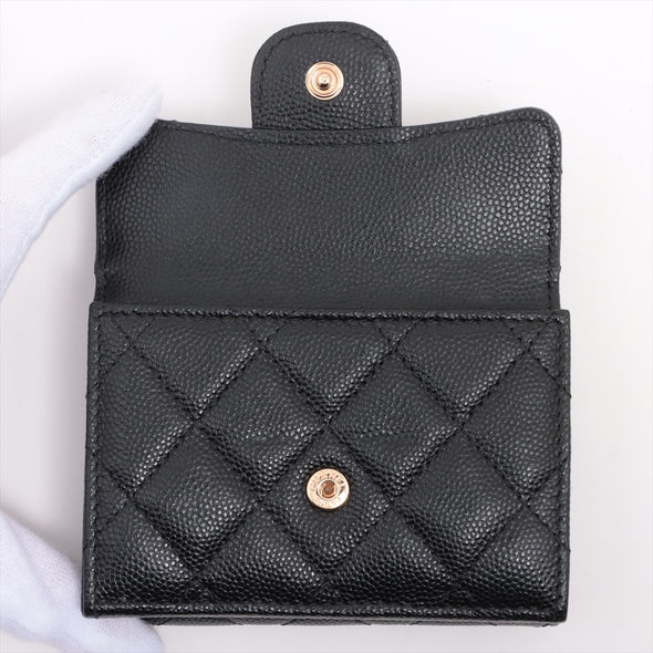 Chanel Black Caviar Leather Compact Wallet [Clearance Sale]