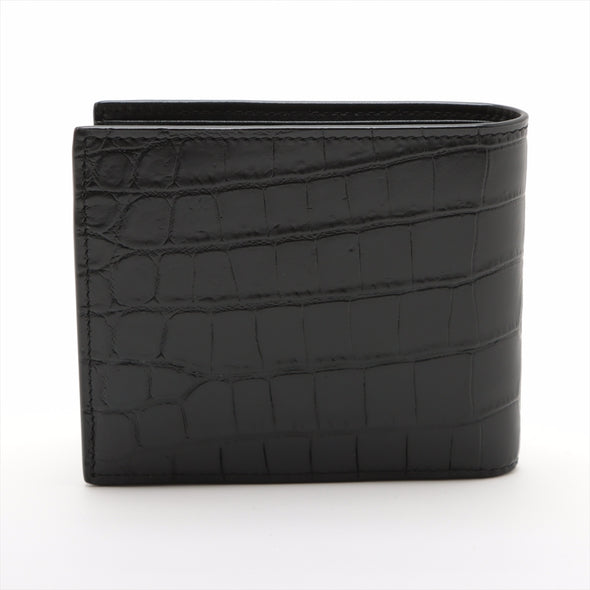 Saint Laurent Black Crocodile Embossed Leather Paris East/West Wallet [Clearance Sale]