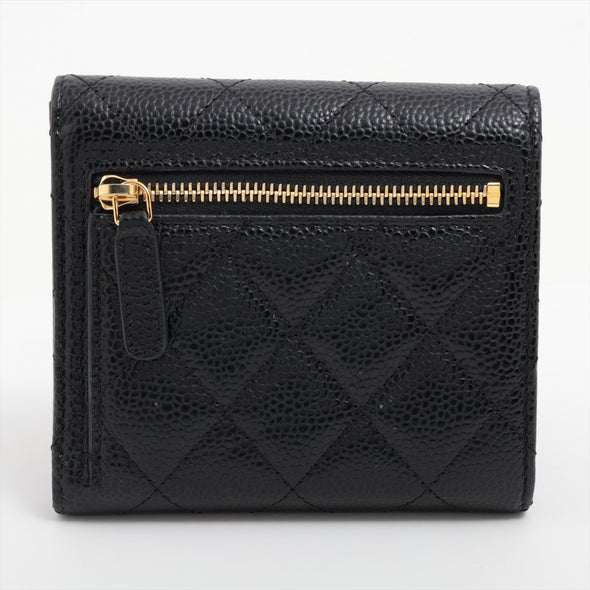 Chanel Black caviar Leather Compact Wallet  [Clearance Sale]