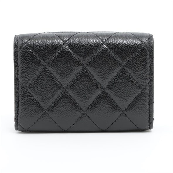 Chanel Black Caviar Leather Compact Wallet [Clearance Sale]