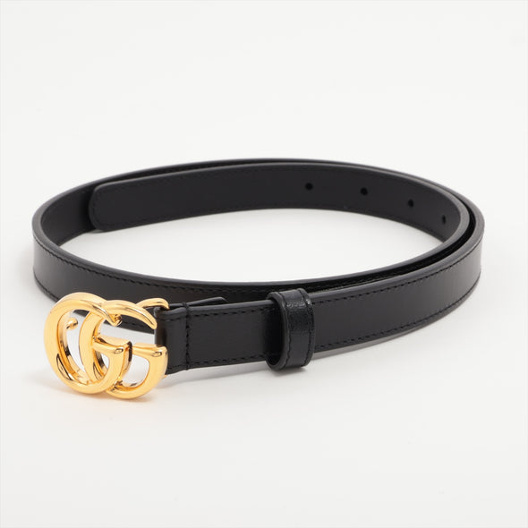 Gucci Black Leather GG Marmont Thin Belt [Clearance Sale]