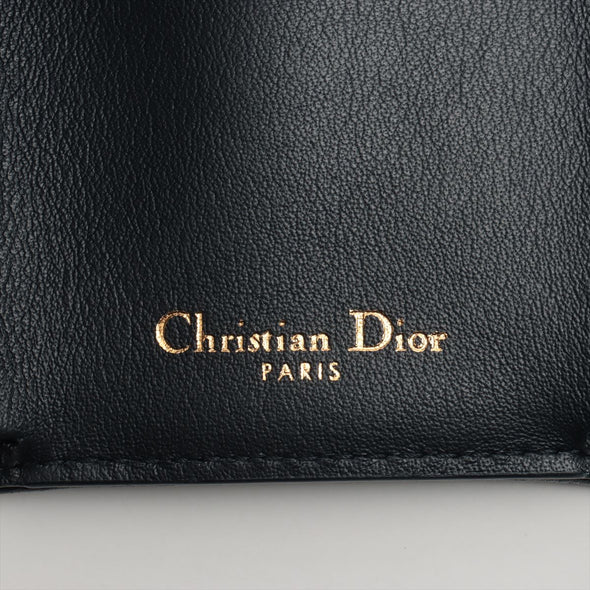 Christian Dior Blue Dior Oblique Embroidery Compact Wallet [Clearance Sale]