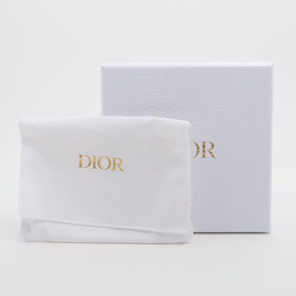 Christian Dior Blue Dior Oblique Embroidery Compact Wallet [Clearance Sale]