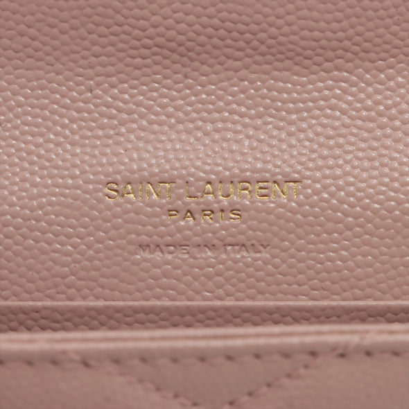 Saint Laurent Pale Pink Grained Leather Cassandre Matelasse Small Envelope Wallet [Clearance Sale]