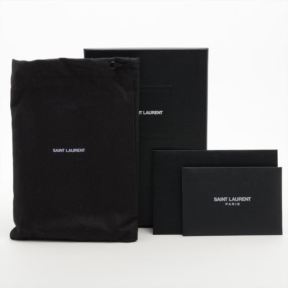 Saint Laurent Black Grained Leather Cassandre Matelasse Compact Zip Around Wallet [Clearance Sale]