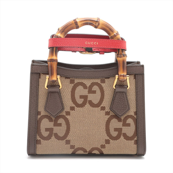 Brown Jumbo GG Canvas Diana Mini Tote Bag - 2 (Rented Out)