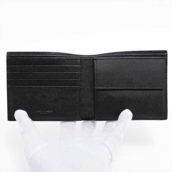 Saint Laurent Black Grained Leather Cassandre East/ West Wallet [Clearance Sale]