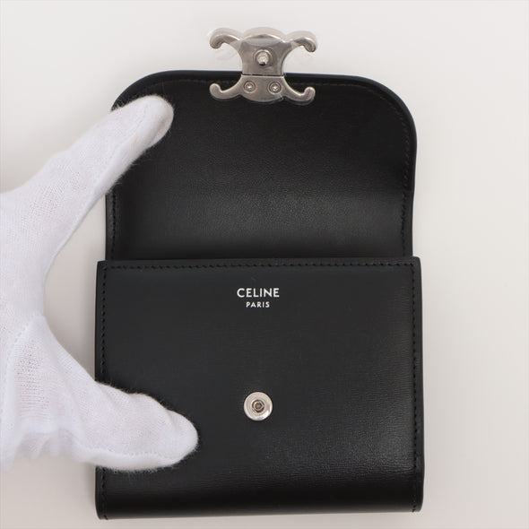 Celine Black Leather Triomphe Small Flap Wallet [Clearance Sale]