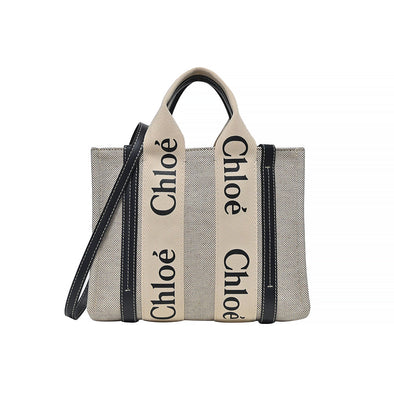 Black/Beige Canvas Small Woody Tote - 2 (Rented Out)