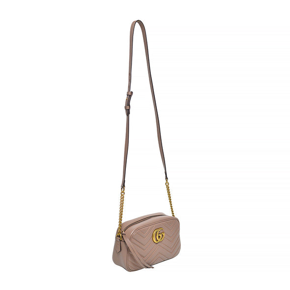 Dusty Pink GG Marmont Small Matelasse Shoulder Bag - 3