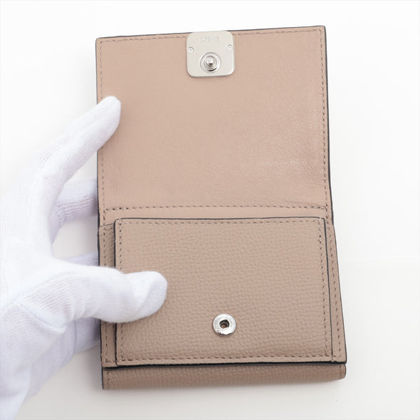 Loewe Sand Pebble Grain Calfskin Leather Anagram Trifold Wallet [Clearance Sale]