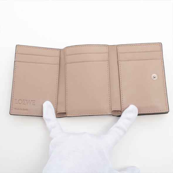 Loewe Sand Pebble Grain Calfskin Leather Anagram Trifold Wallet [Clearance Sale]