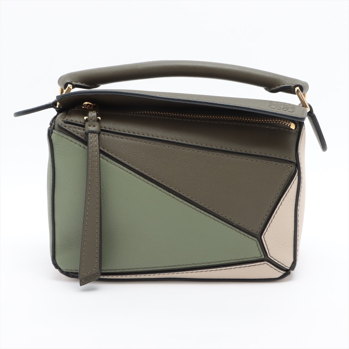 Loewe Mini Puzzle bag in classic calfskin Dark Khaki Green, Mini Bag