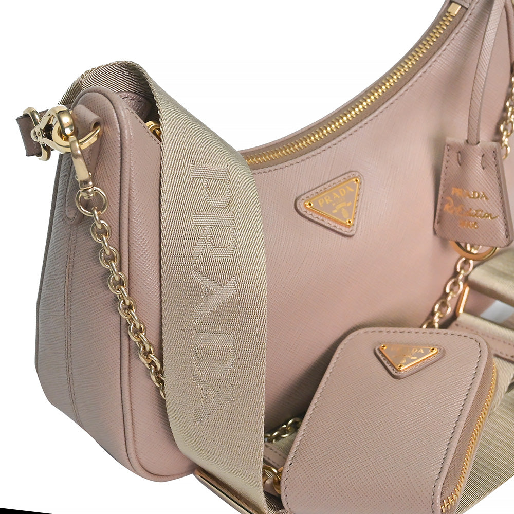 Prada Re-Edition 2005 Shoulder Bag Saffiano Leather -Light Beige