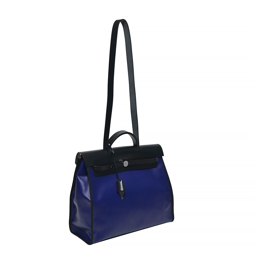 Hermes Blue Izmir Canvas Zip Herbag 31 Pm Handbag - MAISON de LUXE
