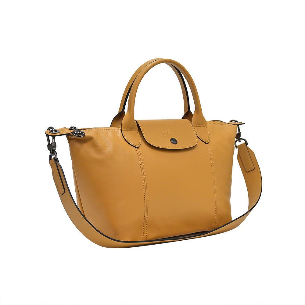 Longchamp Honey Le Pliage Cuir Shopping Tote (Logo Strap) – www ...