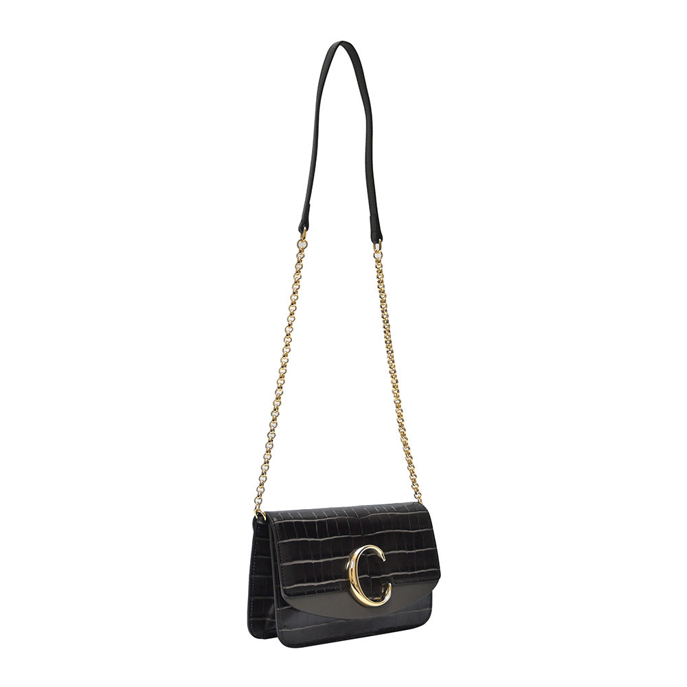 Chloé C Chain Clutch Crocodile Embossed Leather - ShopStyle Shoulder Bags
