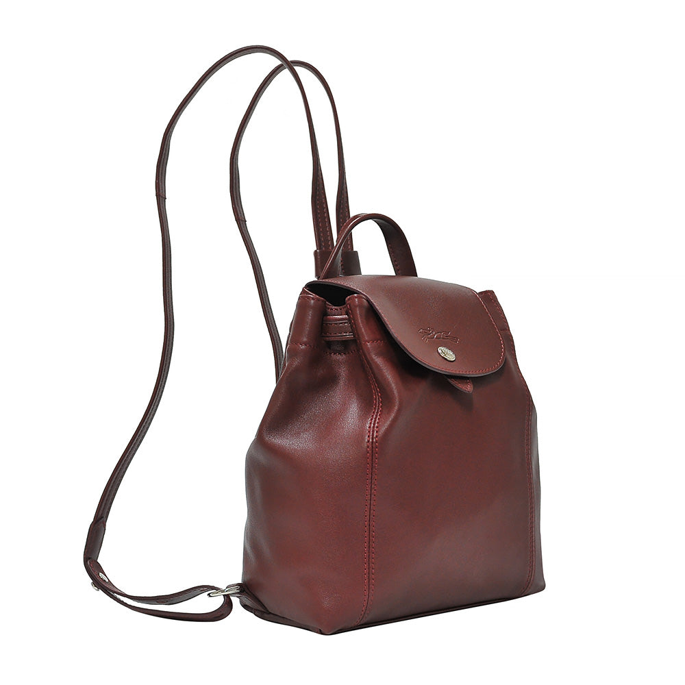 Pliage leather backpack Longchamp Red in Leather - 32963781