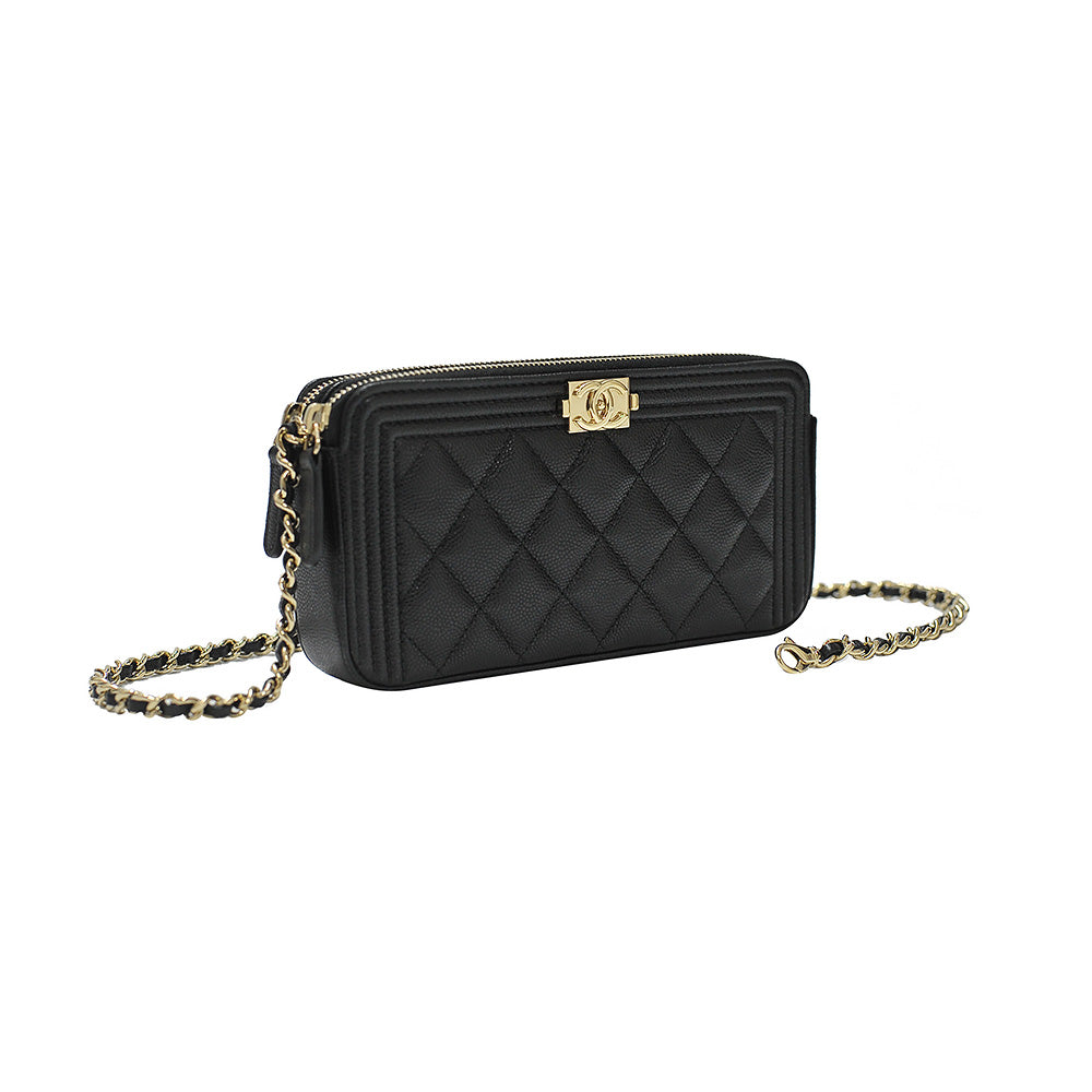 Chanel So Black Chain Around Boy Wallet on Chain WoC in Black Quilted  Calfskin  SOLD